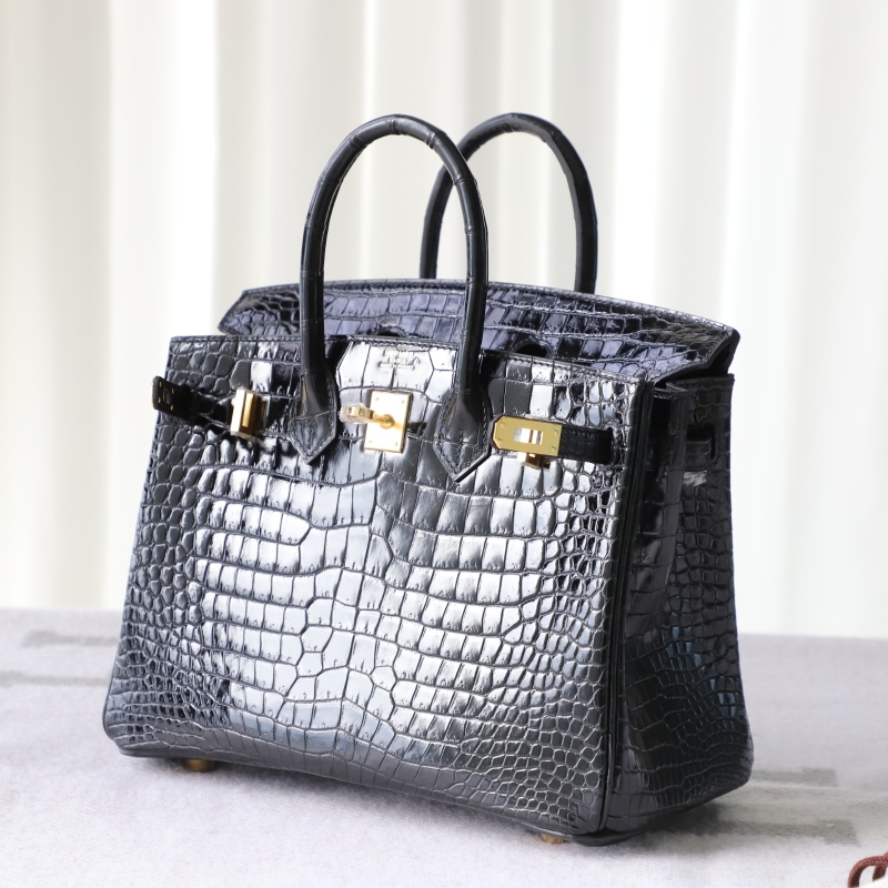 ck89 nior/black shiny Crocodylus porosus crocodile Birkin 25 GHW