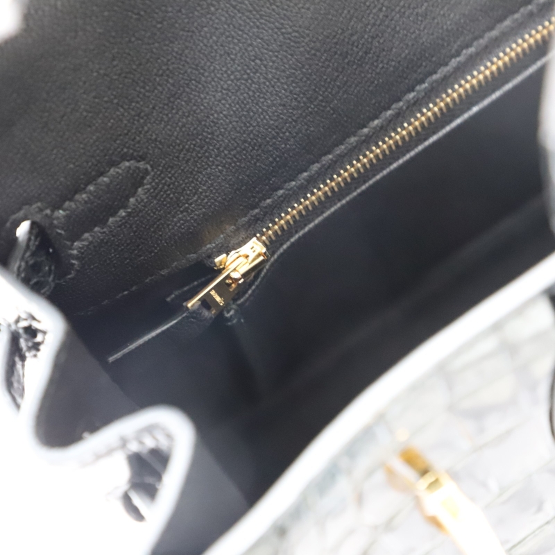 ck89 nior/black shiny Crocodylus porosus crocodile Birkin 25 GHW