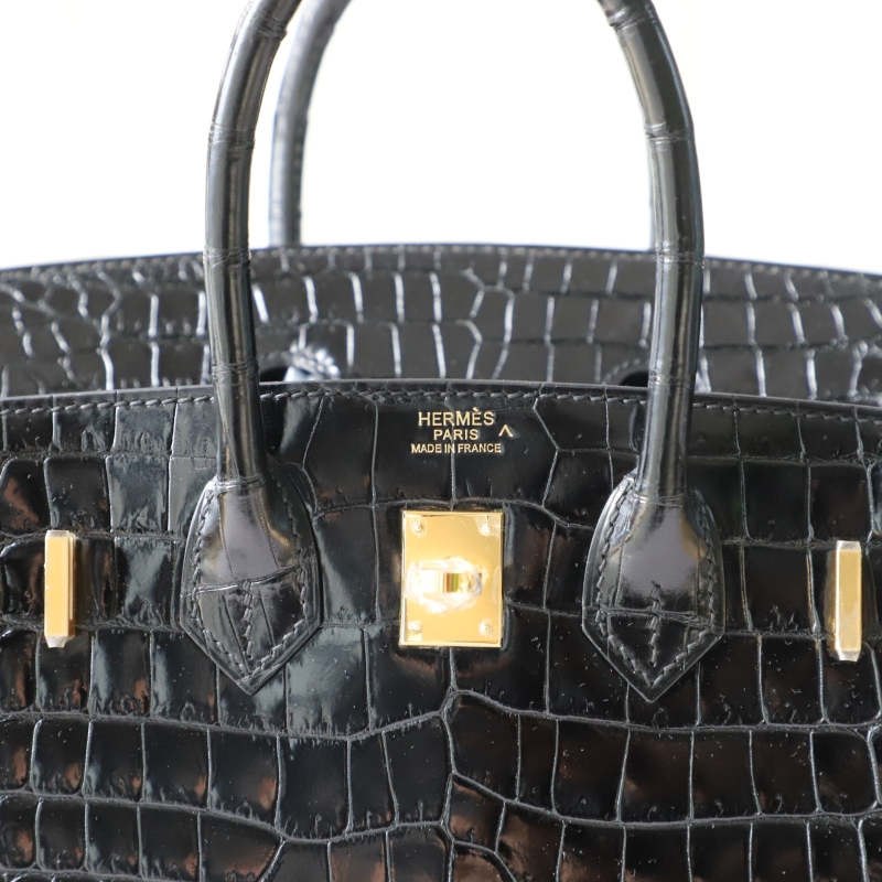ck89 nior/black shiny Crocodylus porosus crocodile Birkin 25 GHW