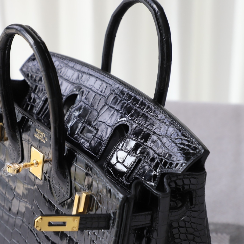 ck89 nior/black shiny Crocodylus porosus crocodile Birkin 25 GHW