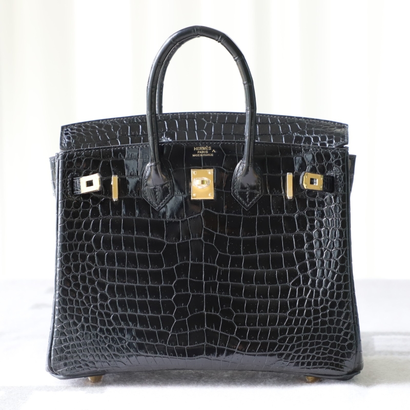 ck89 nior/black shiny Crocodylus porosus crocodile Birkin 25 GHW