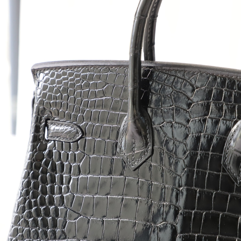ck89 nior/black shiny Crocodylus porosus crocodile Birkin 25 GHW