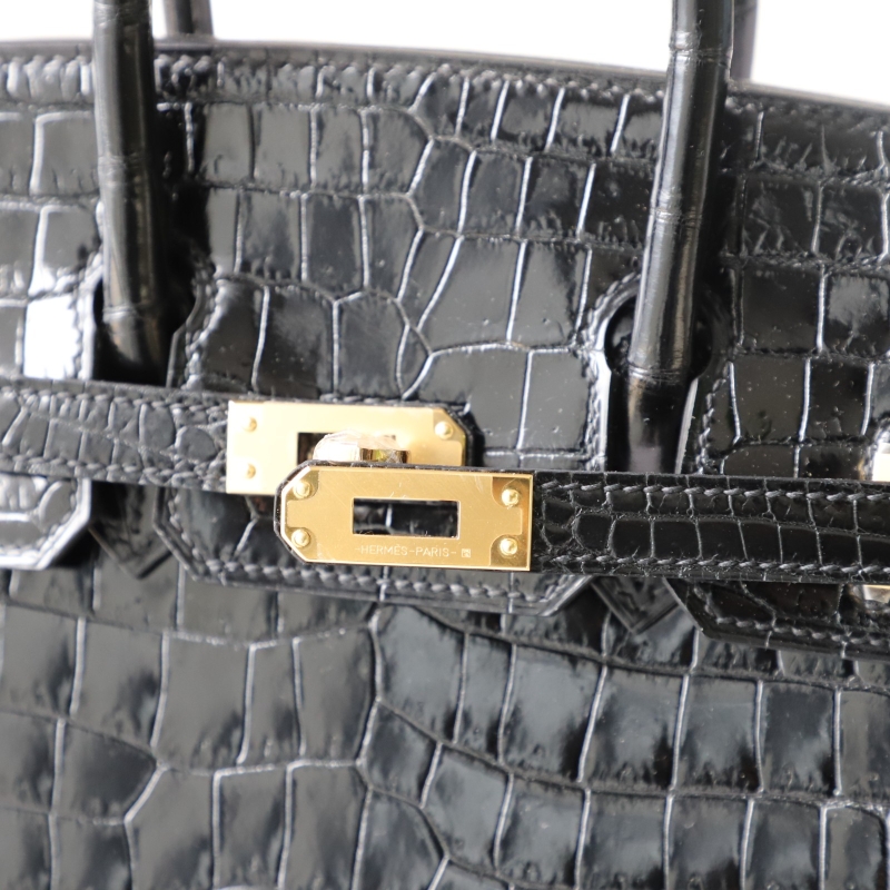 ck89 nior/black shiny Crocodylus porosus crocodile Birkin 25 GHW