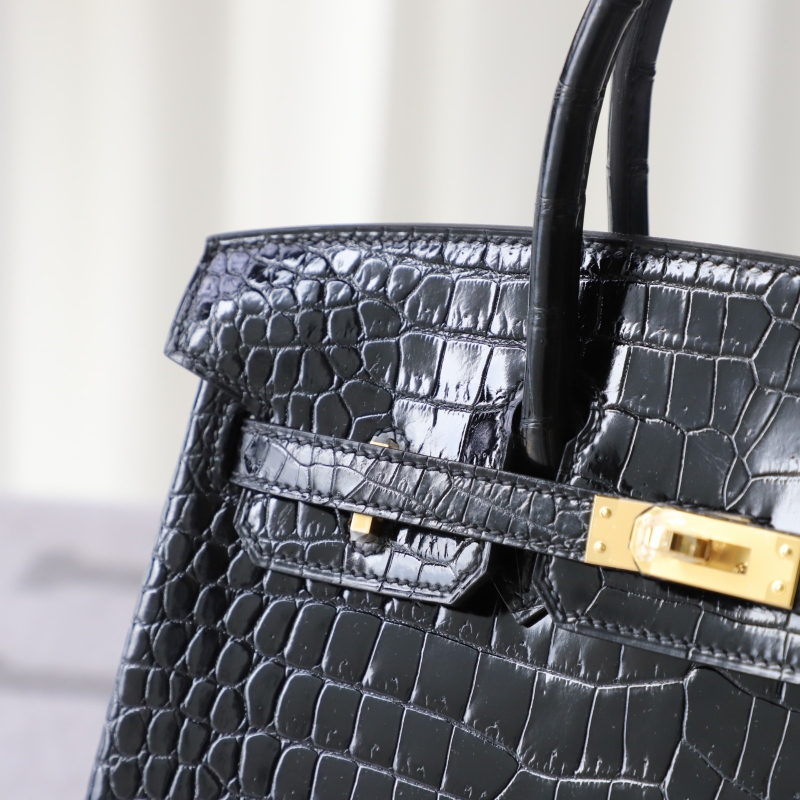ck89 nior/black shiny Crocodylus porosus crocodile Birkin 25 GHW