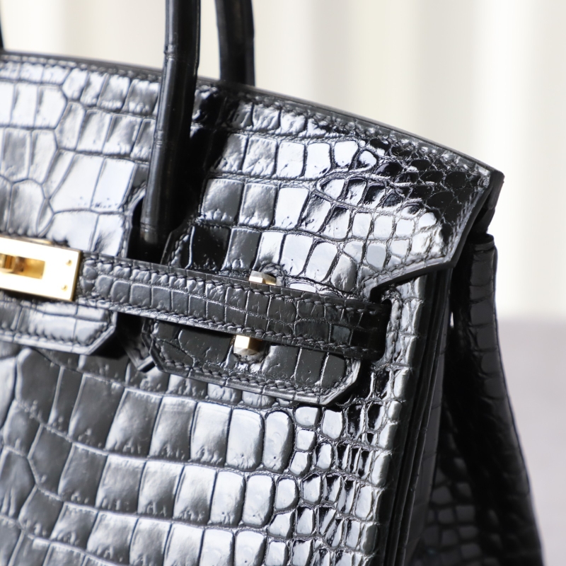ck89 nior/black shiny Crocodylus porosus crocodile Birkin 25 GHW