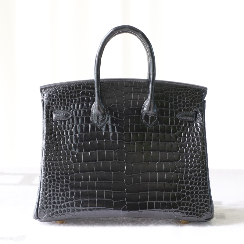 ck89 nior/black shiny Crocodylus porosus crocodile Birkin 25 GHW