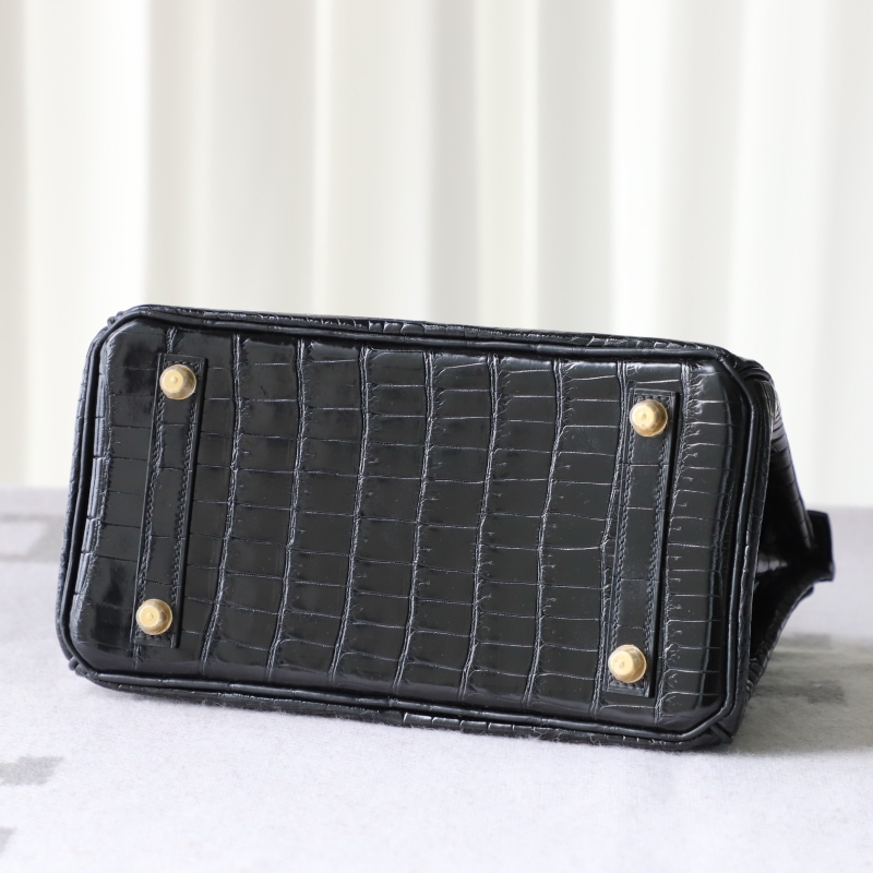 ck89 nior/black shiny Crocodylus porosus crocodile Birkin 25 GHW