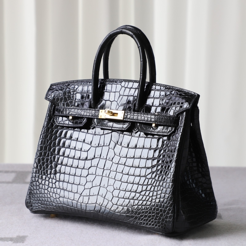 ck89 nior/black shiny Crocodylus porosus crocodile Birkin 25 GHW