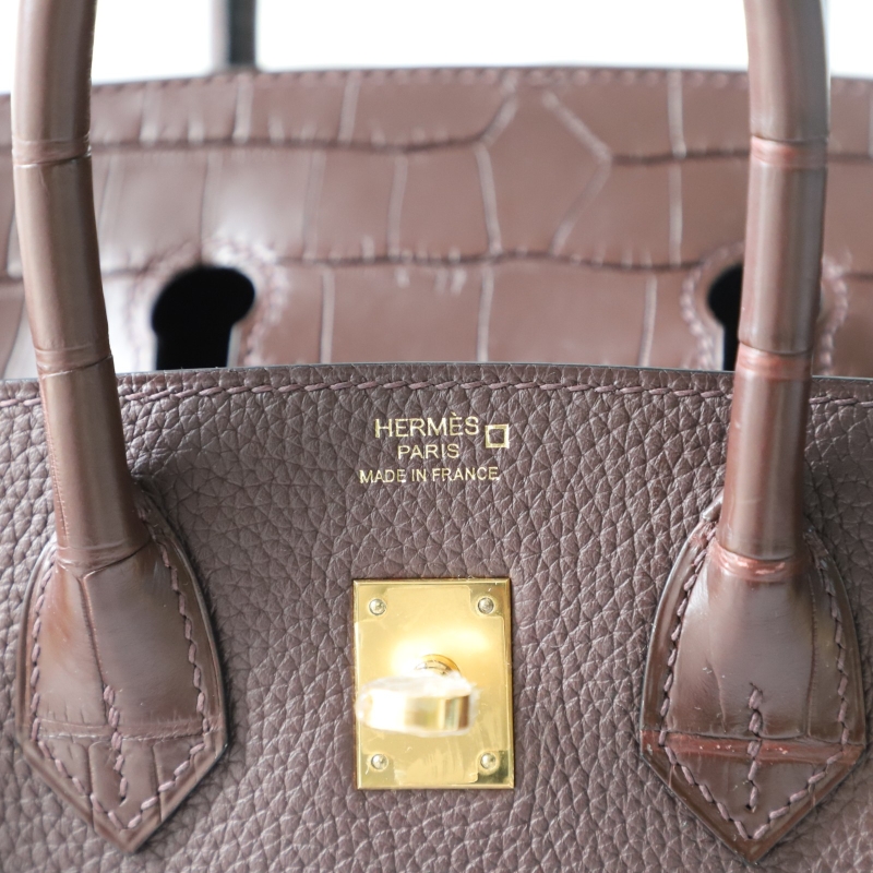 rouge sellier togo and matte aligator crocodile birkin 25 touch with ghw