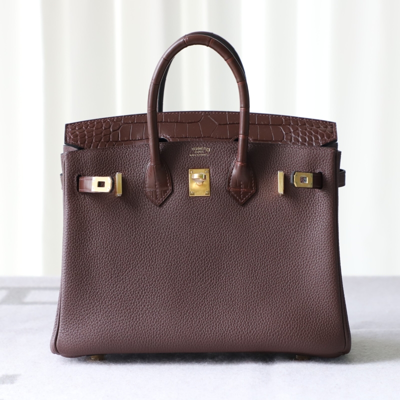 rouge sellier togo and matte aligator crocodile birkin 25 touch with ghw