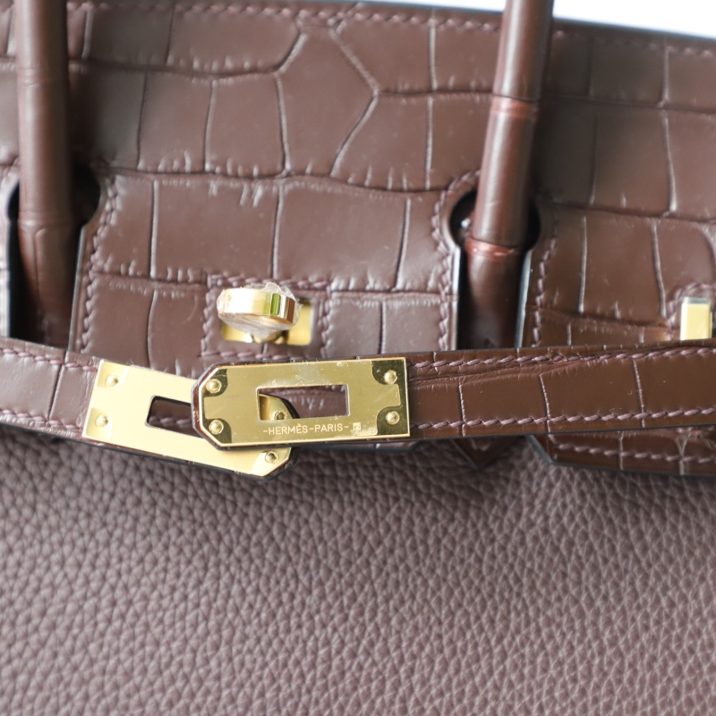 rouge sellier togo and matte aligator crocodile birkin 25 touch with ghw