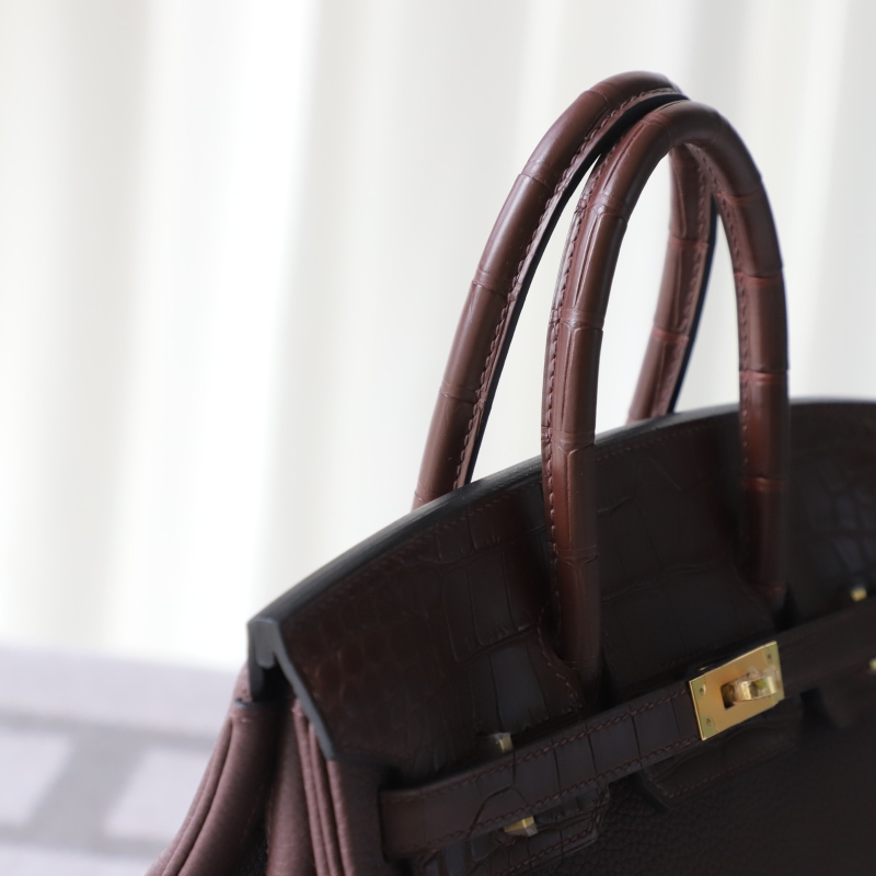 rouge sellier togo and matte aligator crocodile birkin 25 touch with ghw