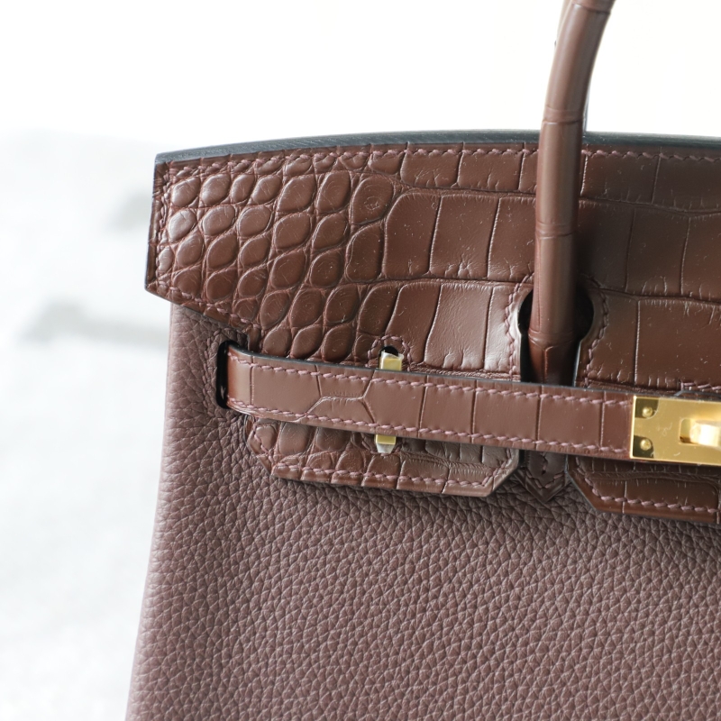 rouge sellier togo and matte aligator crocodile birkin 25 touch with ghw