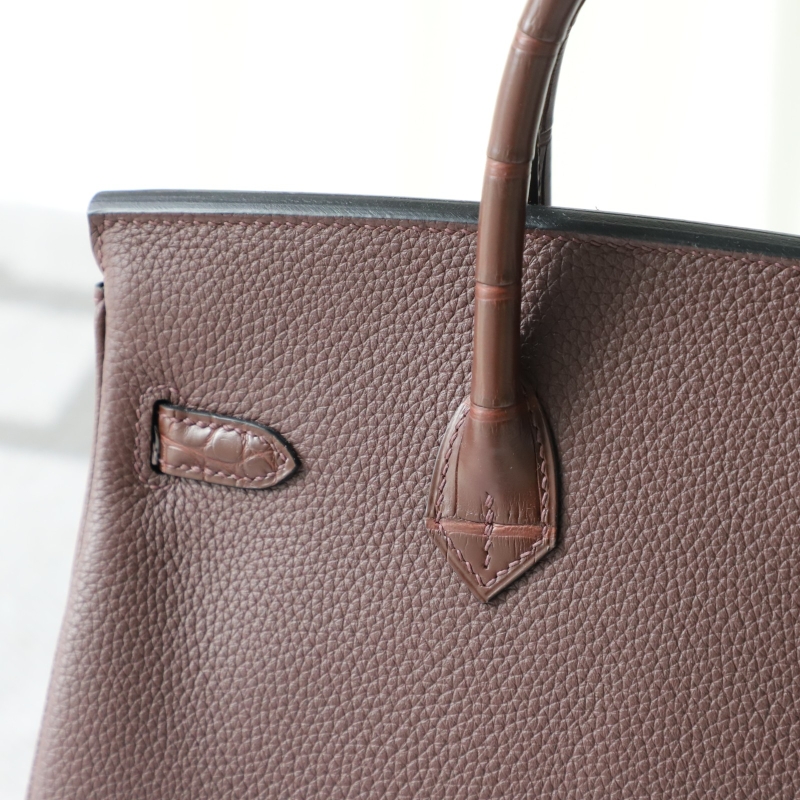 rouge sellier togo and matte aligator crocodile birkin 25 touch with ghw