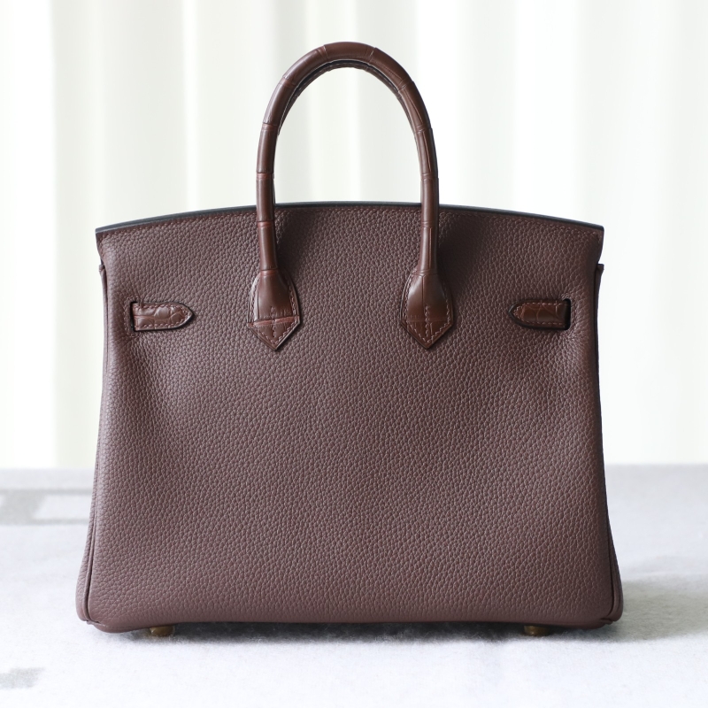 rouge sellier togo and matte aligator crocodile birkin 25 touch with ghw