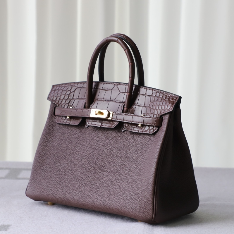 rouge sellier togo and matte aligator crocodile birkin 25 touch with ghw