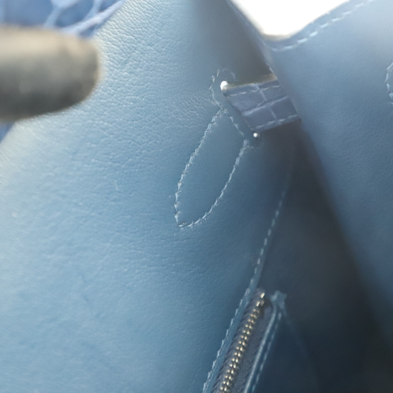 Limited Edition Birkin 30 sellier Indigo Aizome Matte Porosus Crocodile with Palladium Hardware