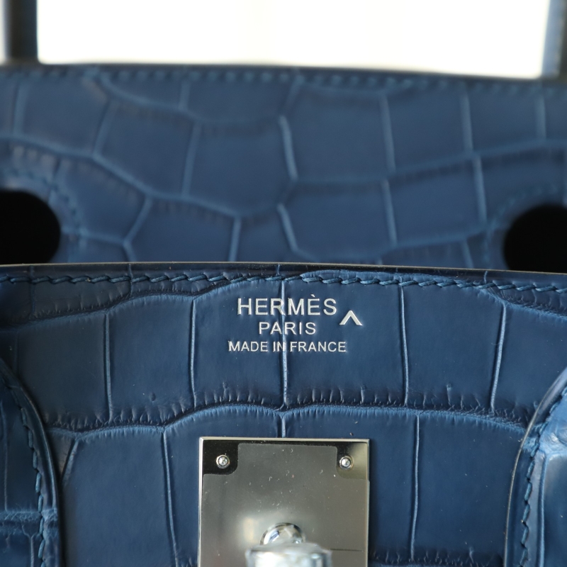 Limited Edition Birkin 30 sellier Indigo Aizome Matte Porosus Crocodile with Palladium Hardware