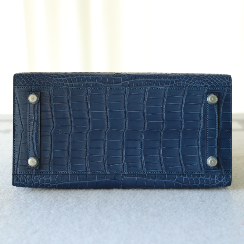 Limited Edition Birkin 30 sellier Indigo Aizome Matte Porosus Crocodile with Palladium Hardware