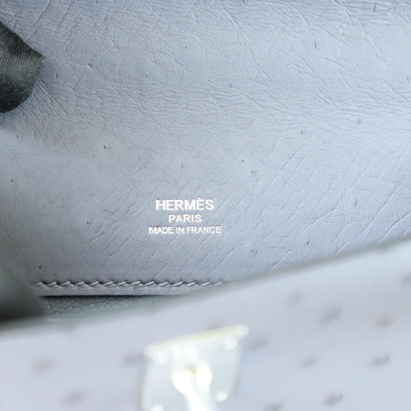 82 Agate Gris ostrich kelly pochette with phw