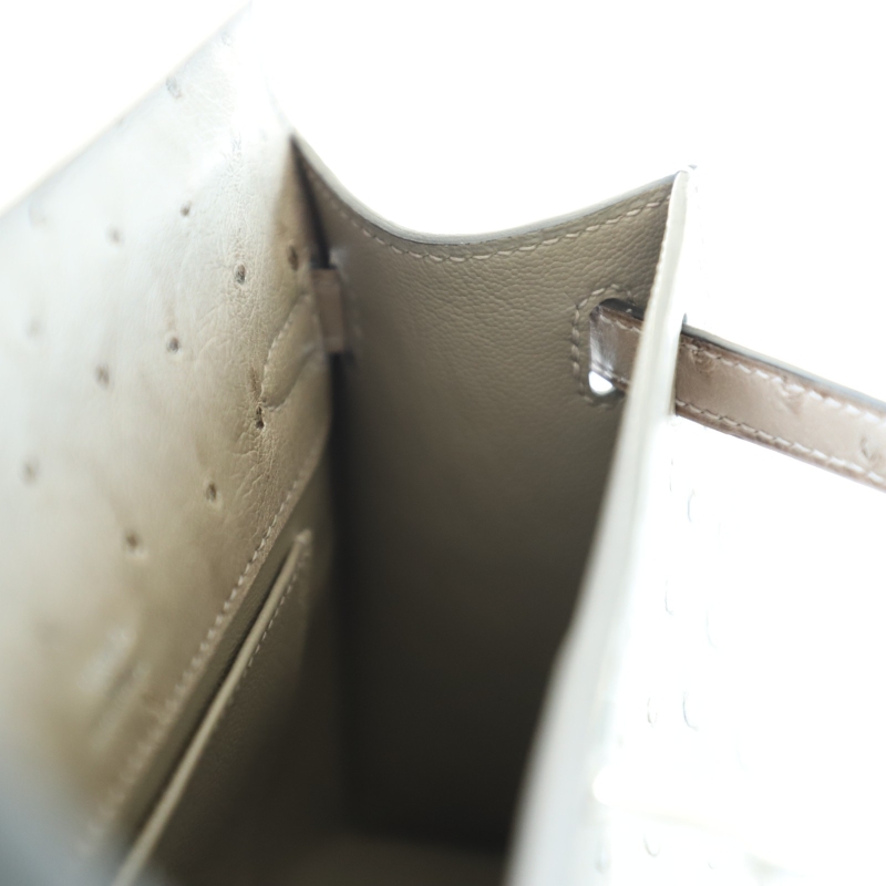 M8 Gris AsphaIte ostrich kelly pochette with Phw
