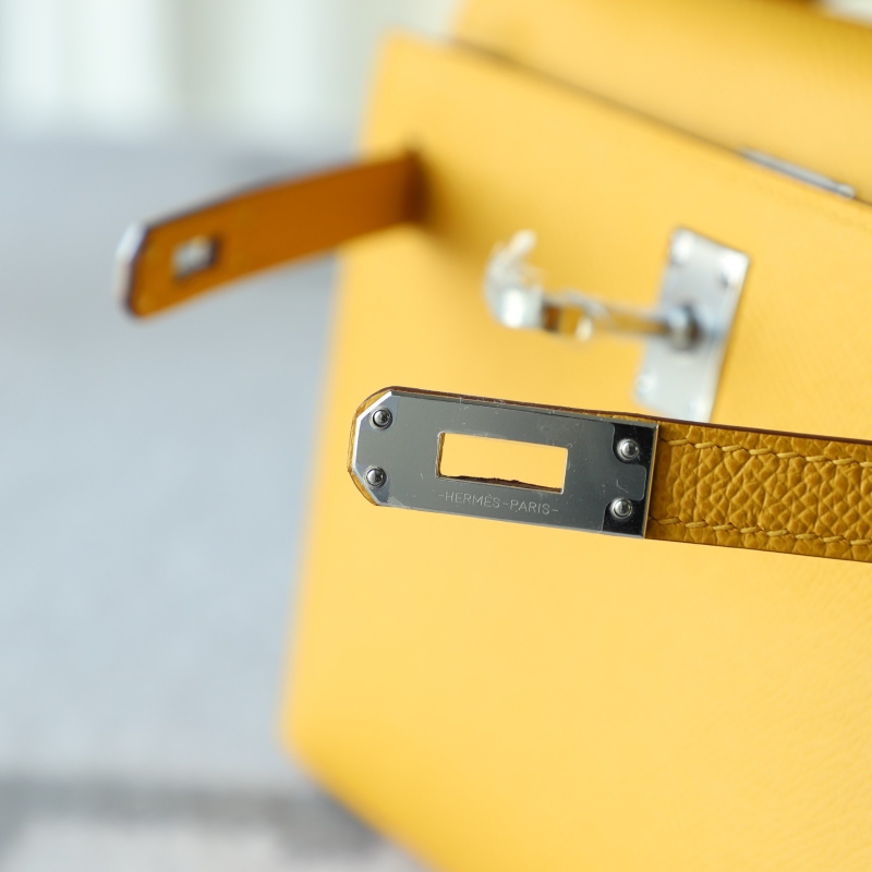 9D Jaune Amber epsom kelly pochette with phw