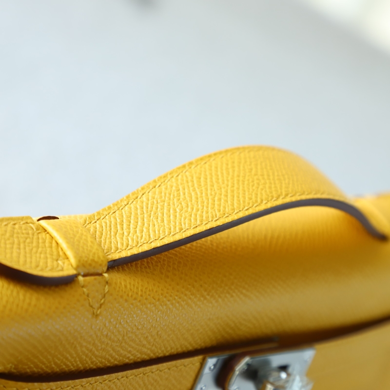 9D Jaune Amber epsom kelly pochette with phw