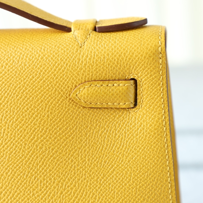 9D Jaune Amber epsom kelly pochette with phw