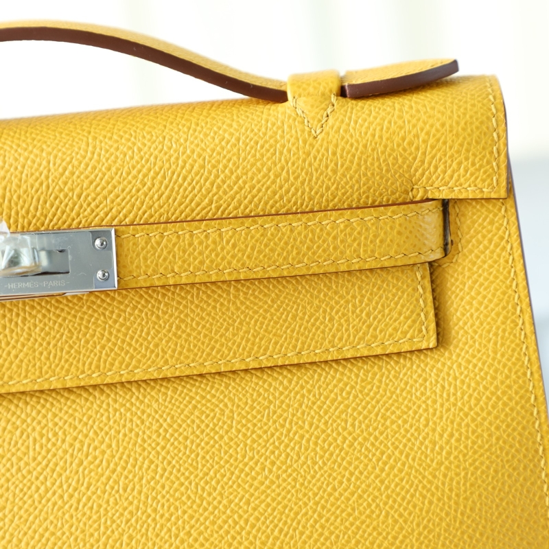 9D Jaune Amber epsom kelly pochette with phw