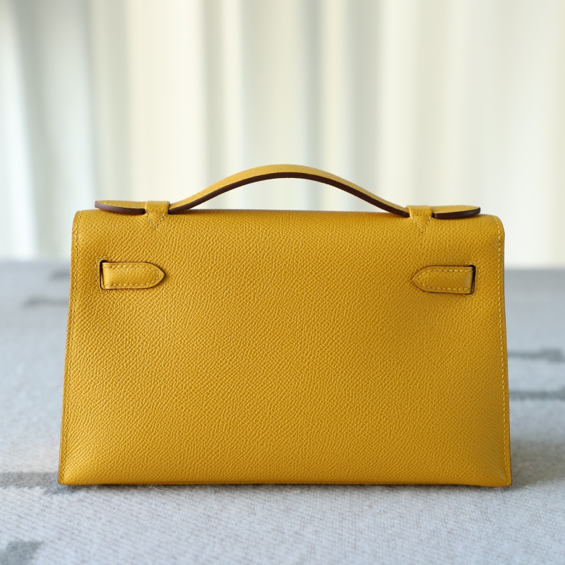 9D Jaune Amber epsom kelly pochette with phw