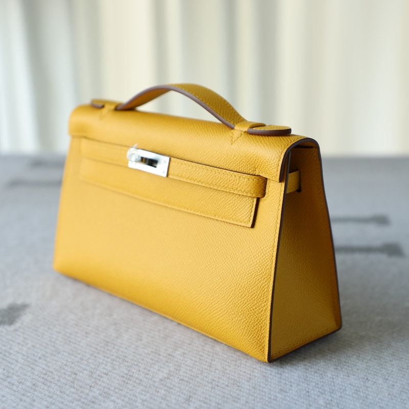 9D Jaune Amber epsom kelly pochette with phw