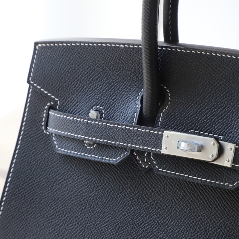 CK89 Nior epsom and gris pearl interior birkin 25 sellier with brushed silver hardware