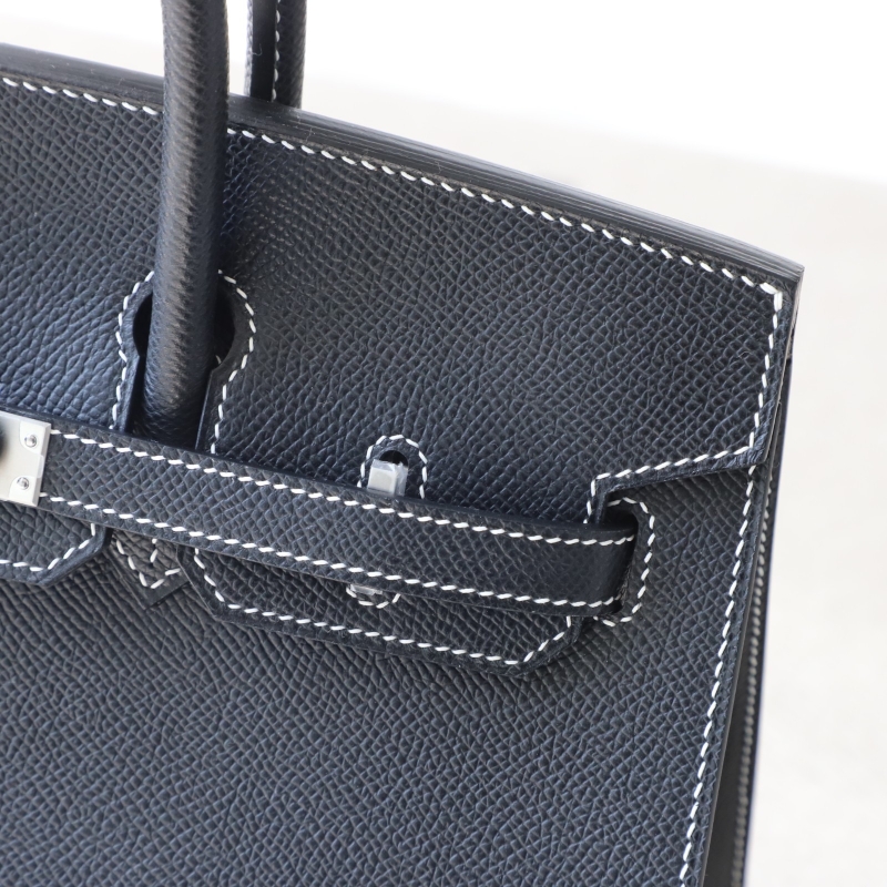 CK89 Nior epsom and gris pearl interior birkin 25 sellier with brushed silver hardware