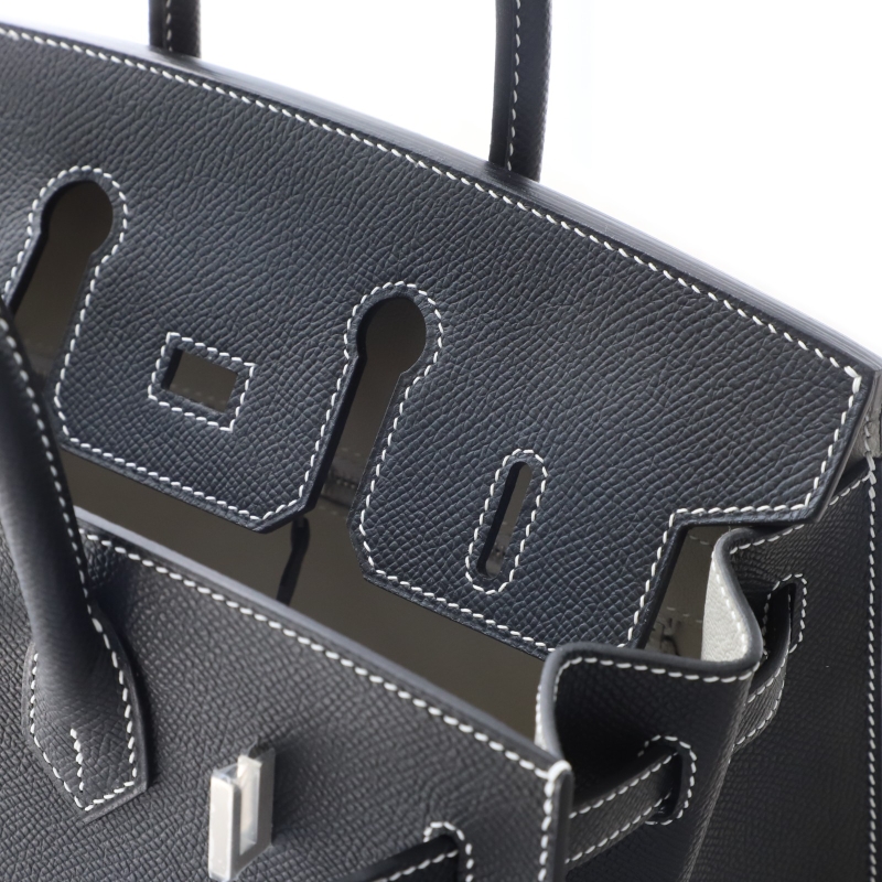 CK89 Nior epsom and gris pearl interior birkin 25 sellier with brushed silver hardware