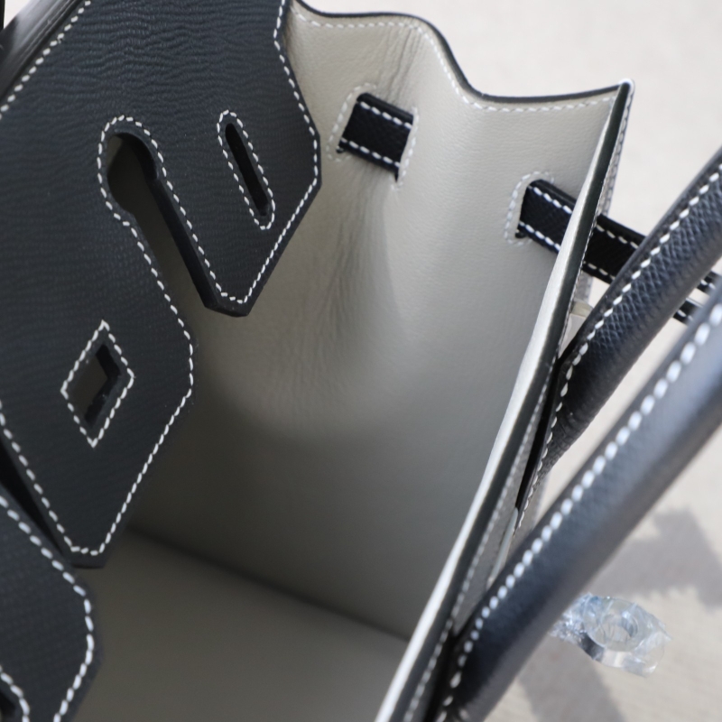 CK89 Nior epsom and gris pearl interior birkin 25 sellier with brushed silver hardware