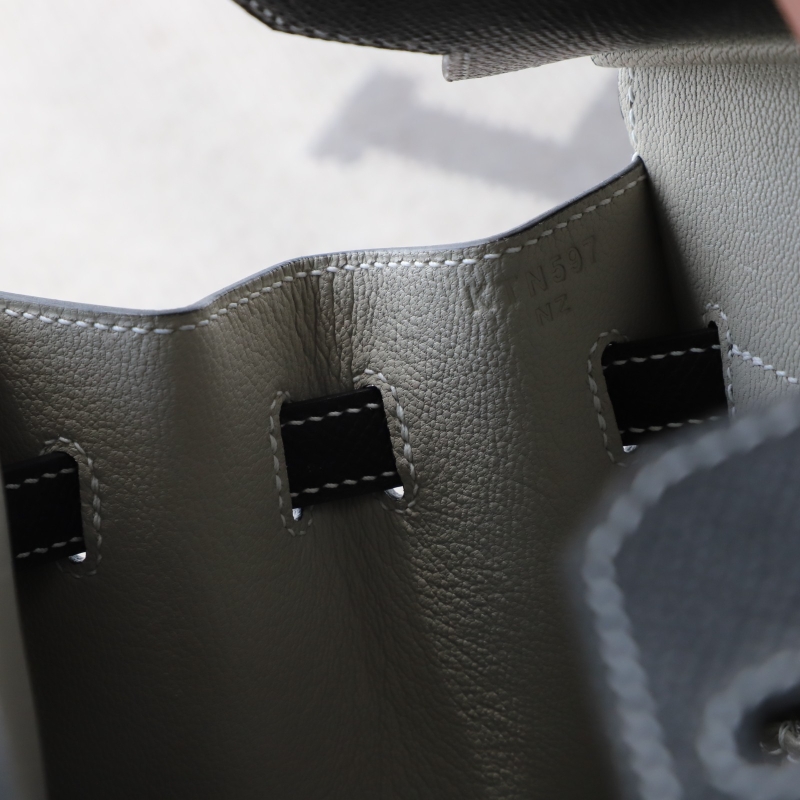 CK89 Nior epsom and gris pearl interior birkin 25 sellier with brushed silver hardware