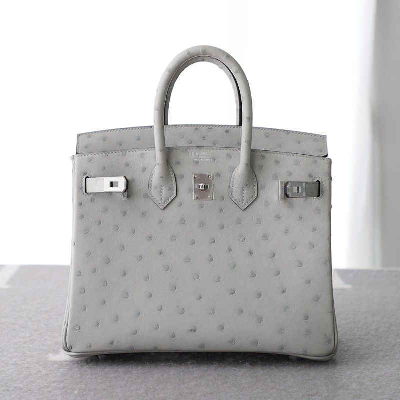 8U BIue GIacier Ostrich and 73 Bleu saphir interior birkin 25 with PHW