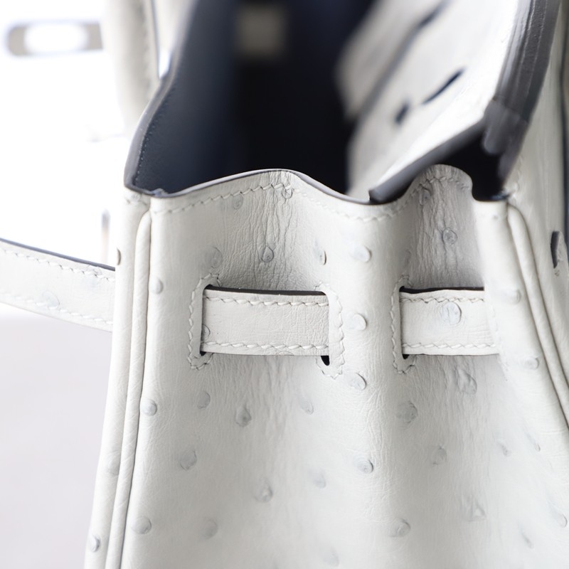8U BIue GIacier Ostrich and 73 Bleu saphir interior birkin 25 with PHW