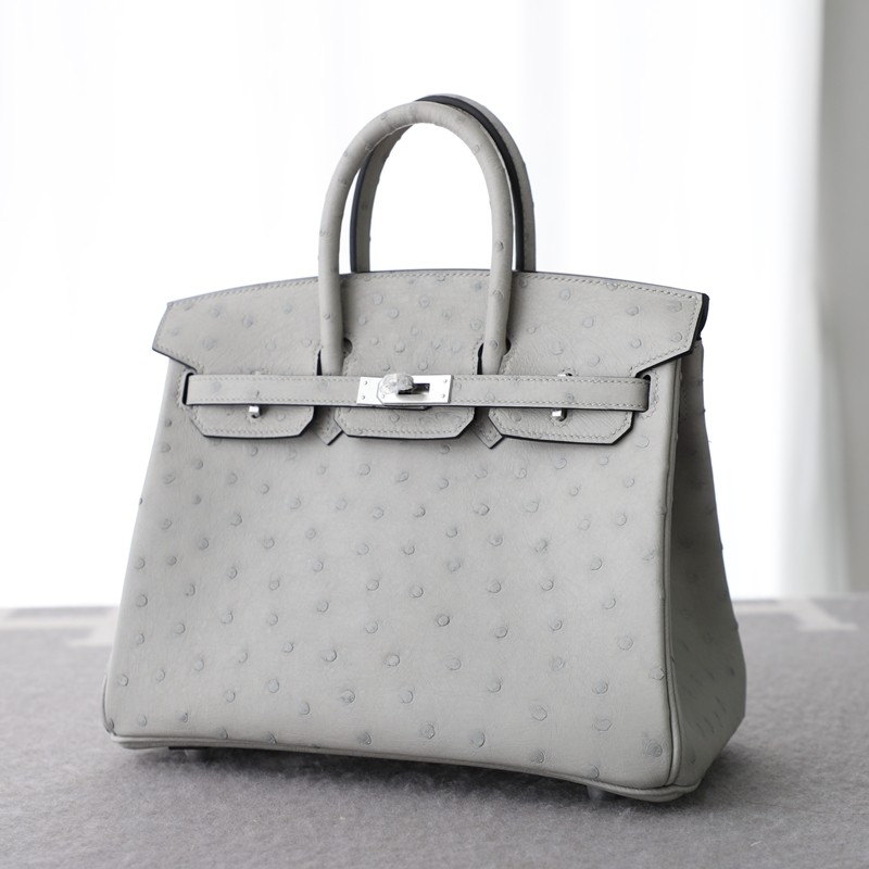 8U BIue GIacier Ostrich and 73 Bleu saphir interior birkin 25 with PHW