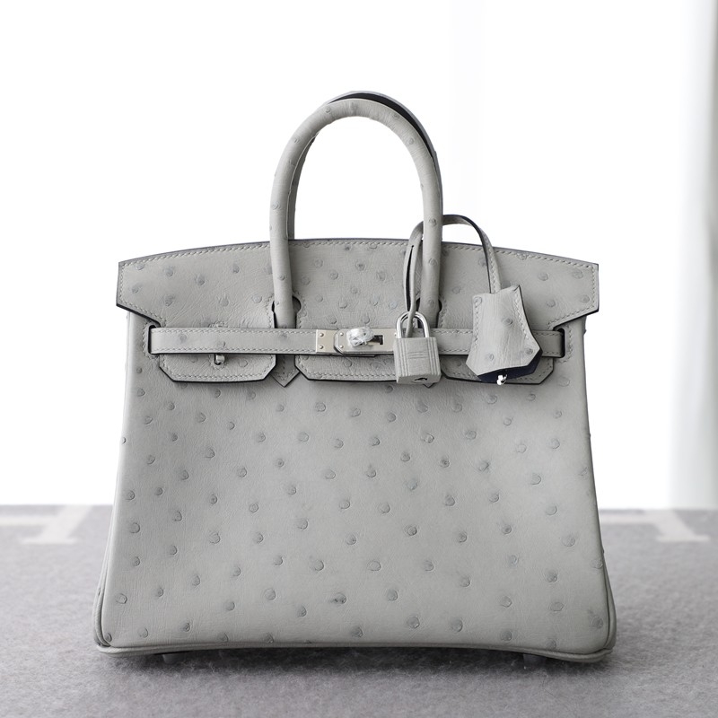 8U BIue GIacier Ostrich and 73 Bleu saphir interior birkin 25 with PHW