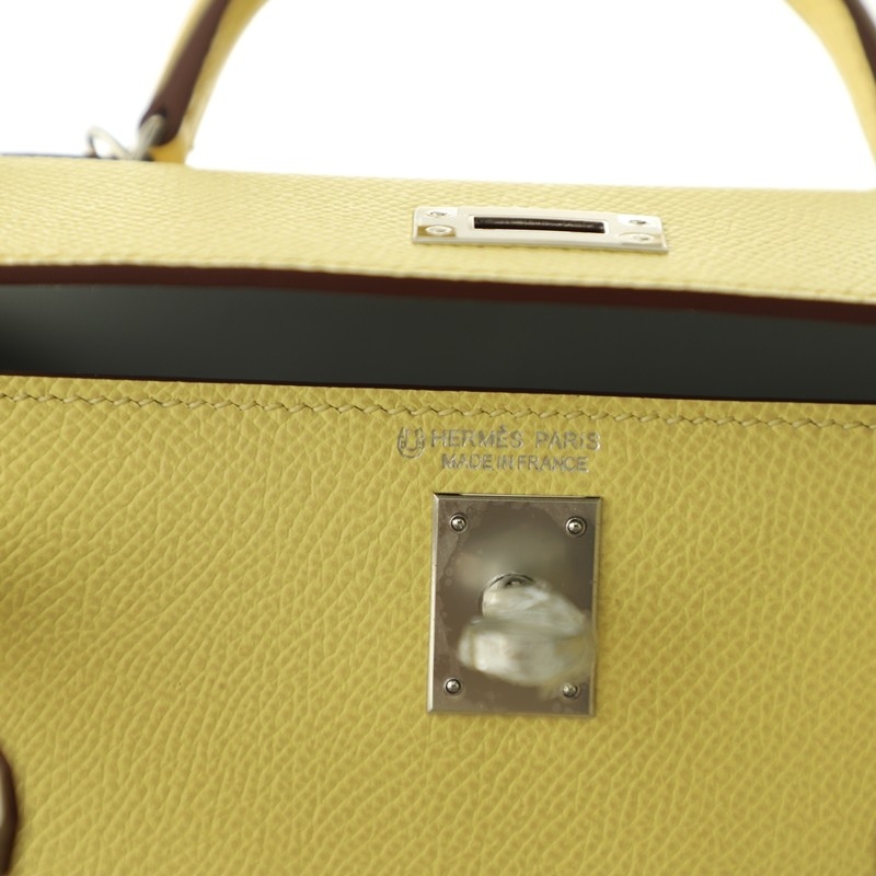 1z Jaune Pussin epsom kelly mini II With Phw