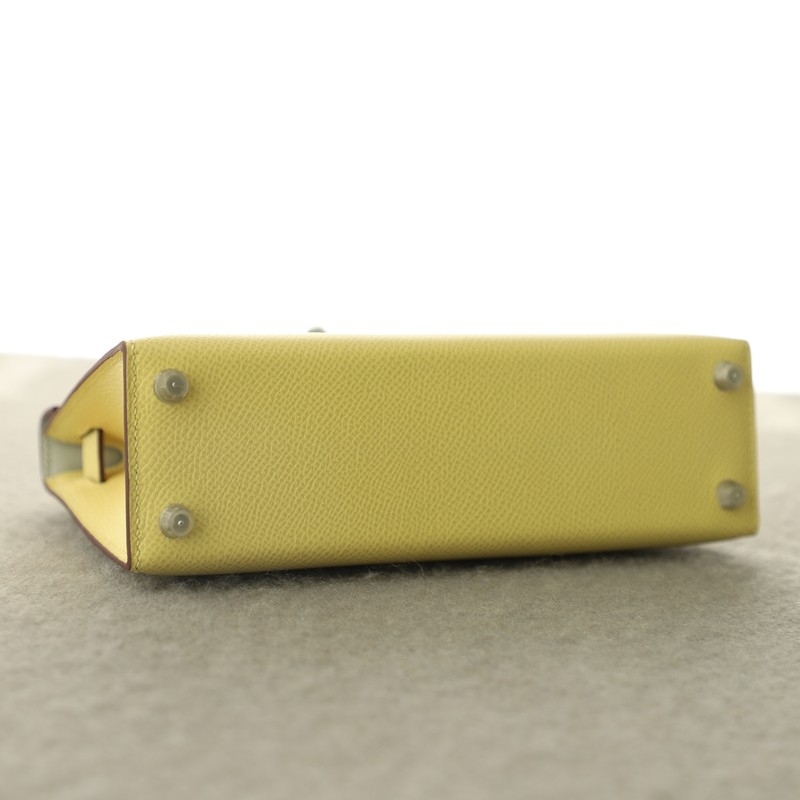 1z Jaune Pussin epsom kelly mini II With Phw