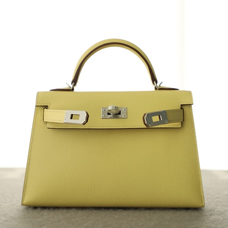 1z Jaune Pussin epsom kelly mini II With Phw