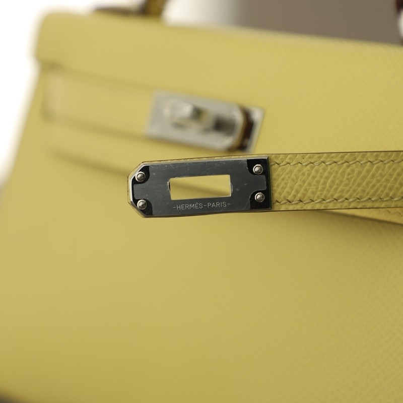 1z Jaune Pussin epsom kelly mini II With Phw