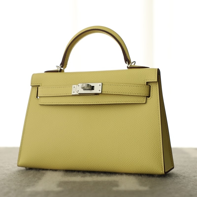 1z Jaune Pussin epsom kelly mini II With Phw