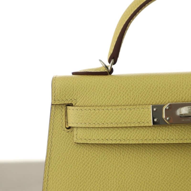 1z Jaune Pussin epsom kelly mini II With Phw