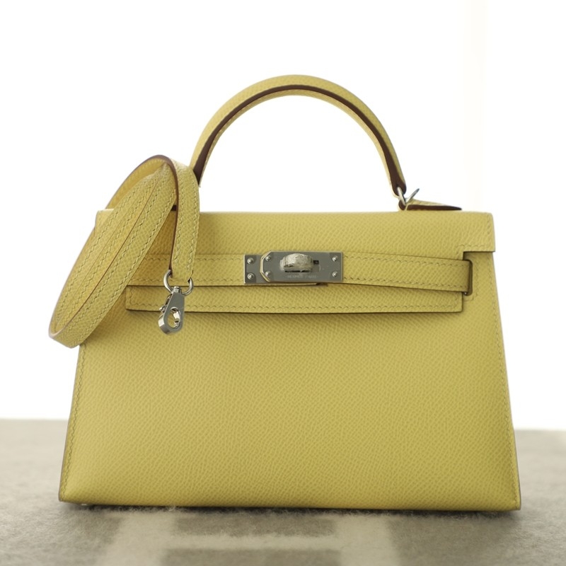 1z Jaune Pussin epsom kelly mini II With Phw