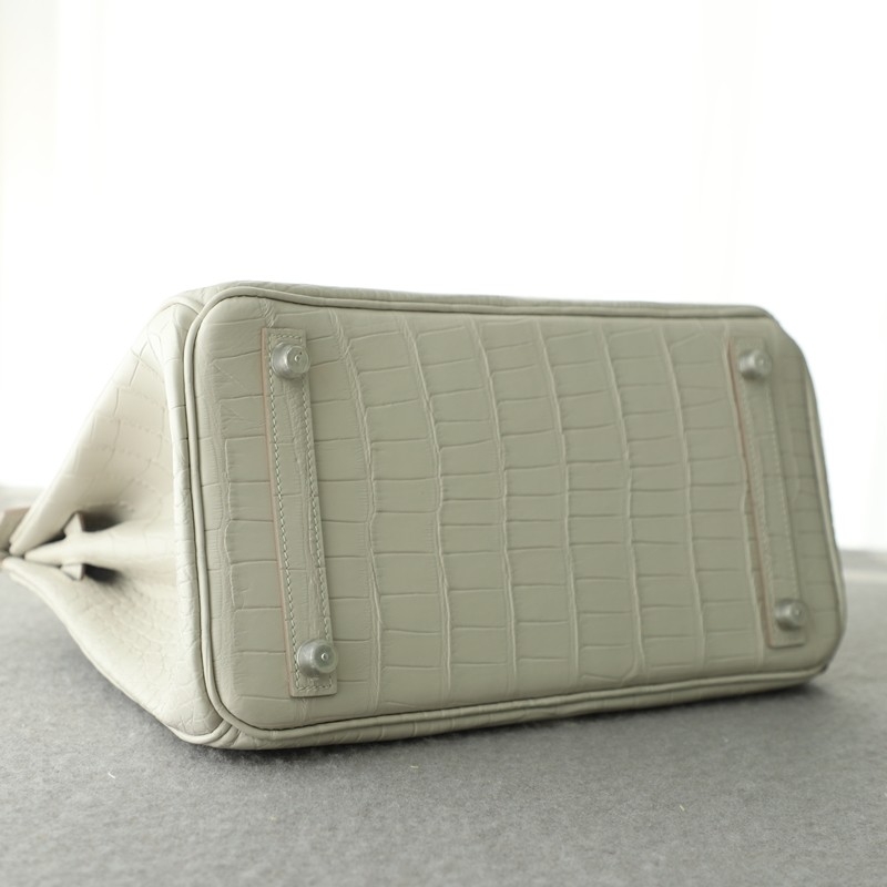 8L Beton Matt Alligator crocodile birkin 30 with phw