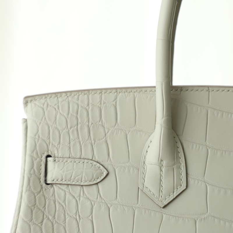 8L Beton Matt Alligator crocodile birkin 30 with phw