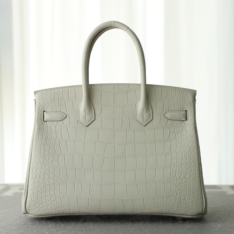 8L Beton Matt Alligator crocodile birkin 30 with phw